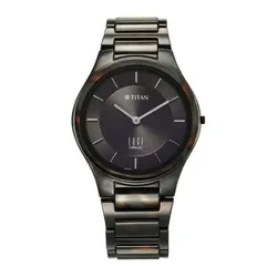Đồng Hồ Nam Titan Edge Ceramic Slim Midnight Gold Strap Watch 1696KC04 Màu Đen