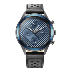 Đồng Hồ Nam Titan IBD Bolt Leather Strap Watch 1814KL02 Màu Xanh