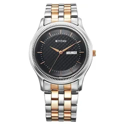 Đồng Hồ Nam Titan Karishma Quartz Analog With Day And Date Blue Dial Stainless Steel 1824KM02 Màu Bạc