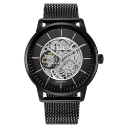 Đồng Hồ Nam Titan Mechanical Black Dial Automatic Watch 90110NM01 Màu Đen