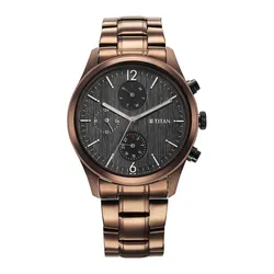 Đồng Hồ Nam Titan Neo SplashBlack Dial Multi Stainless Steel Strap 1805KM08 Màu Nâu
