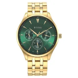 Đồng Hồ Nam Titan Opulent Green Dial Quartz 90127YM05 Màu Xanh Vàng
