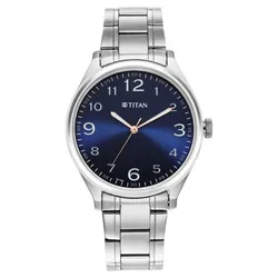 Đồng Hồ Nam Titan Quartz Analog Blue Dial Stainless Steel Strap Watch 1802SM05 Màu Xanh Bạc