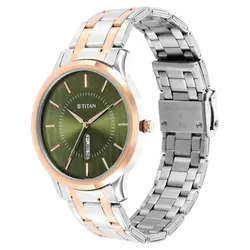 Đồng Hồ Nam Titan Quartz Analog Green Dial Stainless Steel Strap 1825KM03 Màu Bạc Xanh