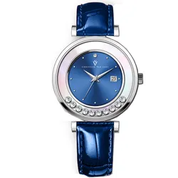 Đồng Hồ Nữ Christian Van Sant Bria Silver Dial Watch CV3812 Màu Xanh Bạc