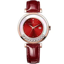 Đồng Hồ Nữ Christian Van Sant Bria Silver Dial Watch CV3816 Màu Đỏ