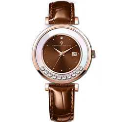 Đồng Hồ Nữ Christian Van Sant Bria Silver Dial Watch CV3817 Màu Nâu