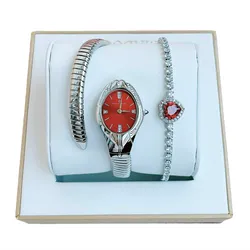 Set Đồng Hồ Nữ Christian Van Sant Quartz CV0883 Watch Màu Đỏ Bạc
