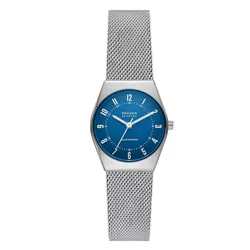 Đồng Hồ Nữ Skagen Grenen Lille Solar-Powered Stainless Steel Mesh Watch SKW3080 Màu Bạc/Xanh