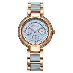 Đồng Hồ Nữ Titan Acetate Glam Analogue Watch - 95187KD01 Màu Xanh - Vàng Hồng