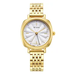 Đồng Hồ Nữ Titan Neo Silver Dial Analog Stainless Steel Strap Watch 2689YM01 Màu Vàng
