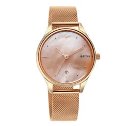 Đồng Hồ Nữ Titan Pastel Dreams Mother Of Pearl Dial Watch 2670WM09 Màu Vàng Hồng
