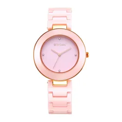 Đồng Hồ Nữ Titan Pink Ceramics Dial Analog 95189KC03 Màu Hồng