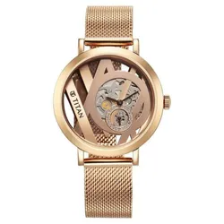 Đồng Hồ Nữ Titan Purple Abstract Quartz Analog Rose Gold Stainless Steel Strap 95228WM01 Màu Vàng Hồng