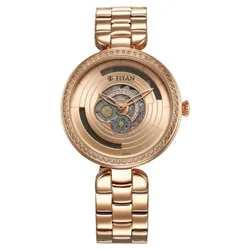 Đồng Hồ Nữ Titan Purple Abstract Quartz Analog Rose Gold Stainless Steel Strap 95229WM01 Màu Vàng Hồng