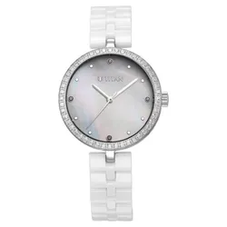 Đồng Hồ Nữ Titan Purple Ceramics Quartz Analog Mother Of Pearl Dial White Ceramic Strap 95215KC01 Màu Bạc