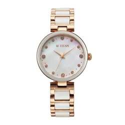 Đồng Hồ Nữ Titan Purple Ceramics Watch 95214KD02 Màu Trắng Vàng Hồng
