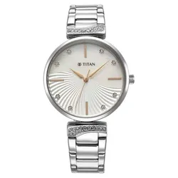 Đồng Hồ Nữ Titan Purple Style Up Quartz Analog Mother Of Pearl Dial Stainless Steel 95237SM01 Màu Bạc