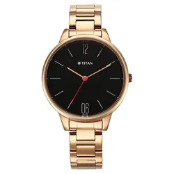 Đồng Hồ Nữ Titan Quartz Analog Black Dial Watch 2648WM05 Màu Vàng Đen
