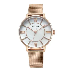 Đồng Hồ Nữ Titan Quartz Analog Mother Of Pearl Dial Rose Gold Watch 95248WM02 Màu Vàng Hồng