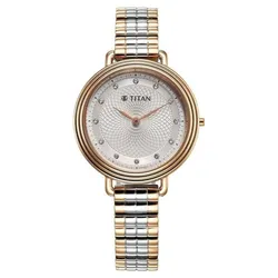 Đồng Hồ Nữ Titan Quartz Analog Silver Dial Two Toned Stainless Steel Strap 95244KM01 Màu Bạc - Vàng Hồng