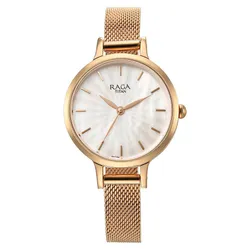 Đồng Hồ Nữ Titan Raga Power Pearls Watch With Metal Strap 2666WM01 Màu Vàng Hồng