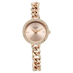 Đồng Hồ Nữ Titan Raga Showstopper Quartz Analog Rose Gold Dial Metal Strap Watch 95288WM01 Màu Vàng Hồng