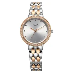 Đồng Hồ Nữ Titan Raga Showstopper Quartz Analog Silver Round Dial Two Toned Metal Strap Watch 95282KM01 Màu Bạc - Vàng Hồng