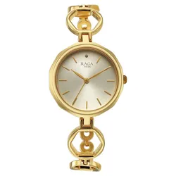 Đồng Hồ Nữ Titan Raga Viva Golden Dial Quartz Analog with Date Metal Strap Watch 2685YM01 Màu Vàng Gold