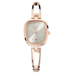 Đồng Hồ Nữ Titan Raga Viva Grey Dial Analog With Date Rose Gold Metal Strap Watch 2604WM01 Màu Vàng Hồng