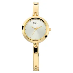 Đồng Hồ Nữ Titan Raga Viva Silver Dial Women Watch With Metal Strap 2606YM04 Màu Vàng Gold