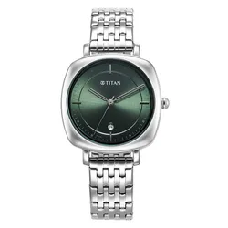Đồng Hồ Nữ Titan Shaped Case Green Dial Metal Strap Watch 2730SM01 Màu Bạc Xanh