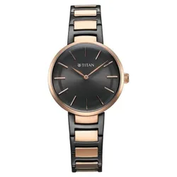 Đồng Hồ Nữ Titan Workwear Quartz Analog Anthracite Dial Stainless Steel Strap Watch 95183KM02 Màu Đen - Vàng