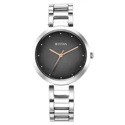 Đồng Hồ Nữ Titan Workwear Quartz Analog Black Dial Silver Stainless Steel Strap Watch 2480SM13 Màu Đen - Bạc