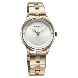 Đồng Hồ Nữ Titan Workwear Quartz Analog White Dial Stainless Steel Strap Watch 95185WM01 Màu Vàng