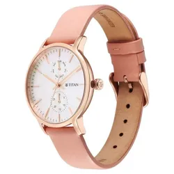 Đồng Hồ Nữ Titan Workwear Slimline Mother Of Pearl Dial Analog Leather Strap 95143WL01 Màu Hồng