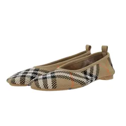 Giày Bệt Nữ Burberry Check Knit Baby Ballerinas Màu Be Size 36