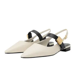 Giày Bệt Nữ Charles & Keith CNK Yvette Pointed Toe Mary Jane Flats Chalk CK1-70381086 Màu Trắng Ngà