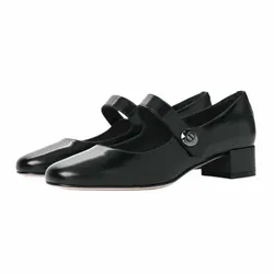 Giày Cao Gót Nữ Dior Block Heel Mary Jane Shoes Màu Đen Size 36