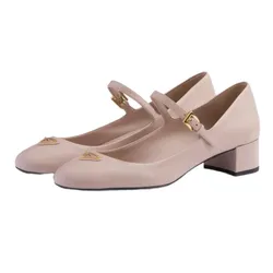 Giày Cao Gót Nữ Prada Water Lily Nappa Leather Mary Jane Pumps Màu Hồng Size 35