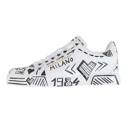 Giày Sneaker Nữ Dolce & Gabbana D&G CK1602 AY665 Màu Trắng Họa Tiết Đen Size 38