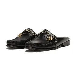 Giày Sục Nam Dolce & Gabbana D&G Visconti Leather Slippers A80274AY92580999 Màu Đen Size 39