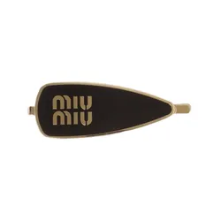 Kẹp Tóc Nữ Miu Miu Enameled Metal Hair Clip Màu Đen