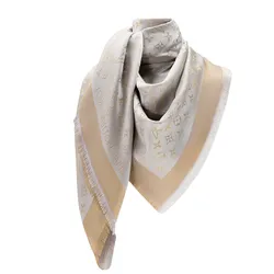 Khăn Choàng Nữ Louis Vuitton LV Monogram Shine Shawl M75121 Màu Be Xám