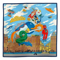 Khăn Nữ Hermès Parade Scarf 90 H004150SV01 Màu Xanh