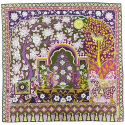 Khăn Lụa Nữ Salvatore Ferragamo Rajastan Silk Graphic-print Scarf 90x90cm Màu Vàng Hồng
