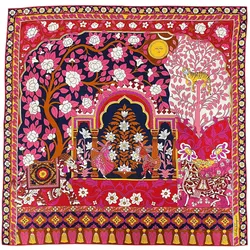 Khăn Lụa Nữ Salvatore Ferragamo Silk Graphic-print Scarf 90x90cm Màu Hồng Đậm