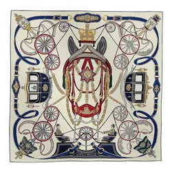 Khăn Nữ Hermès Stately Wheels Scarf 90 H004163SV01 Màu Be