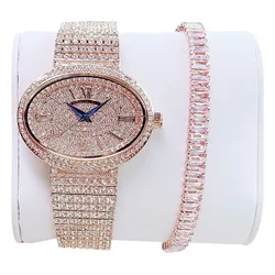 Set Đồng Hồ Và Vòng Đeo Tay Nữ Christian Van Sant Sparkler Quartz Màu Vàng Hồng