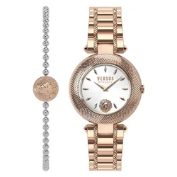 Set Đồng Hồ Và Vòng Đeo Tay Nữ Versace Versus Brick Lane Ladies Watch Rose Gold VSP712218 Màu Vàng Hồng